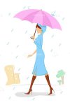 Fashionable Lady with Umbrella in the Rain